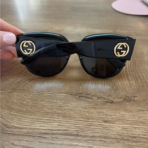 Authentic Gucci Black Sunglasses with Gold Emblem